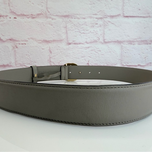 Authentic Gucci Gray Interlocking G Leather Belt Gold Buckle 546386 85/34 - Picture 4 of 8